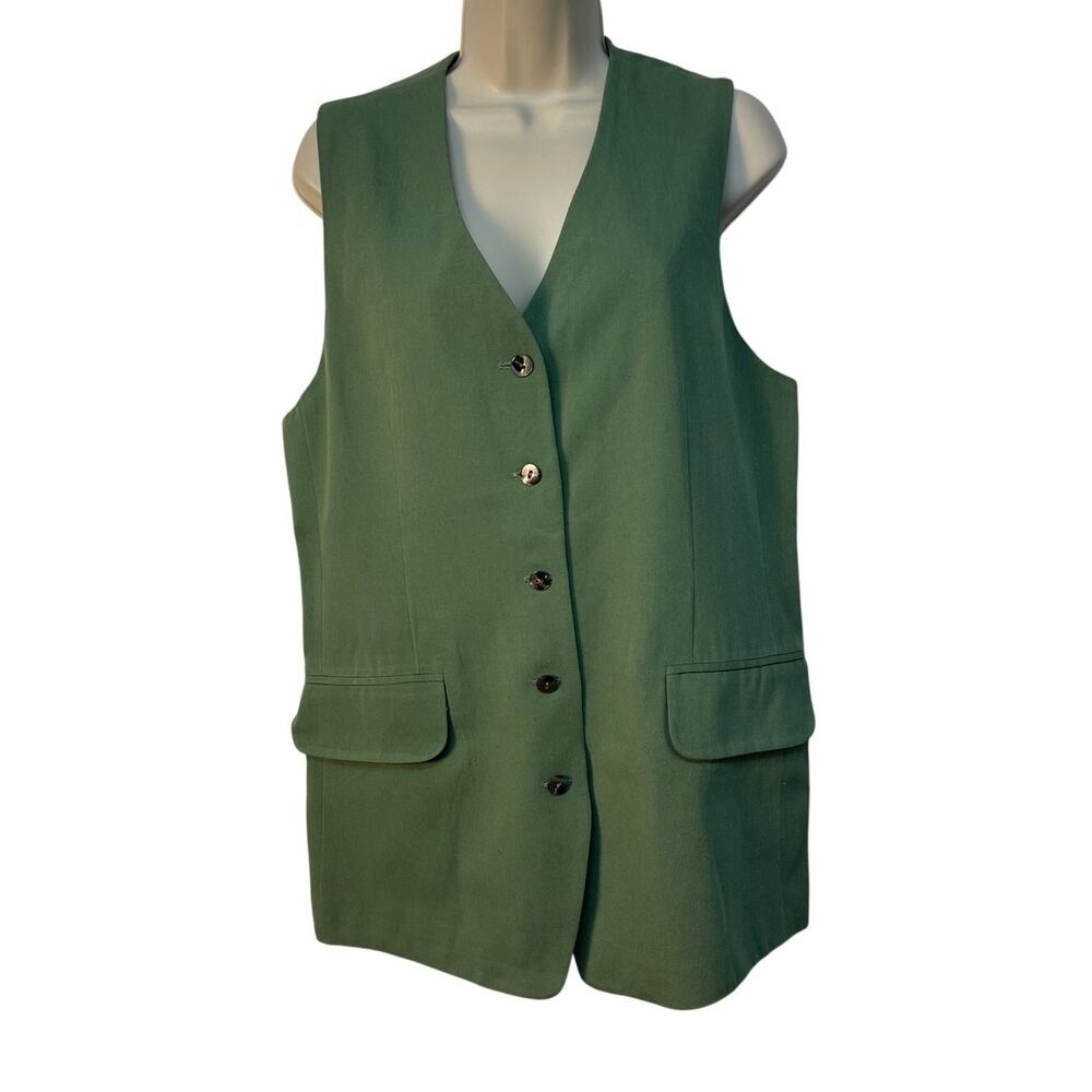 Forenza Olive Green Wool Blend Vintage Feel Button Up Vest Size Medium Pre-owned